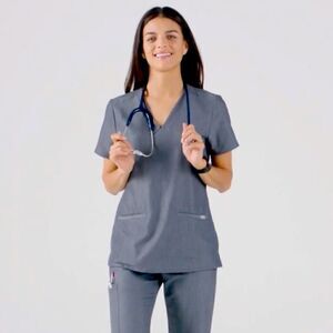 FIGS Technical Collection Grey Short Sleeve Top